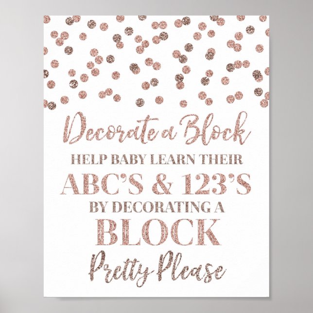Affiche Rose Gold Confetti Décorer Bloc Jeu (Devant)