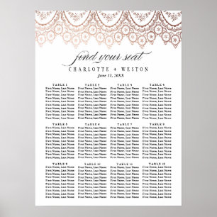 Affiche Rose Gold Delicate Mariage Seating Chart