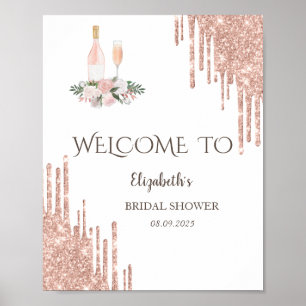 Affiche Rose Gold Drips Brunch & Bubbly Enterrement de jeu