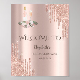 Affiche Rose Gold Drips Brunch & Bubbly Enterrement de jeu