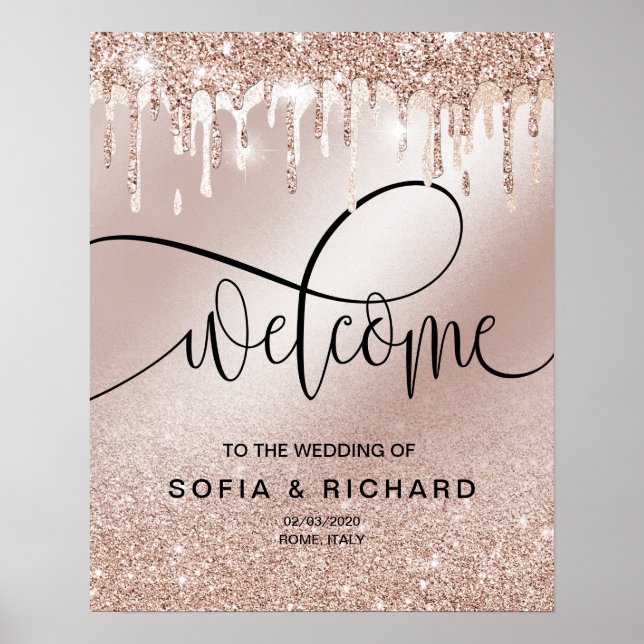 Affiche Rose Gold Drives Glittering Calligraphy (Devant)