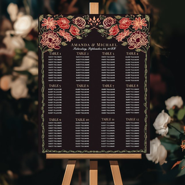 Affiche Rose Gold Enchanted Jardin Mariage Seating Chart (Créateur téléchargé)