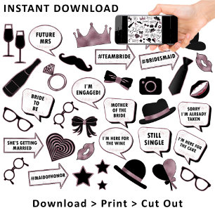 Affiche Rose Gold Fête des mariées Fun Party Imprimable Pr