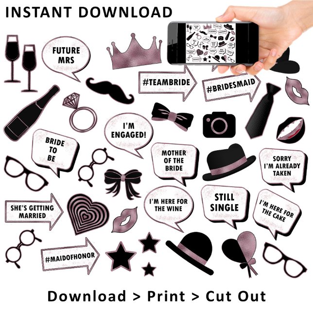 Affiche Rose Gold Fête des mariées Fun Party Imprimable Pr (This is intended for Digital Instant Download / Printable Purchase. Click the "Choose Your Format".)