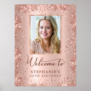 Affiche Rose Gold Foil Parties scintillant 30e anniversair