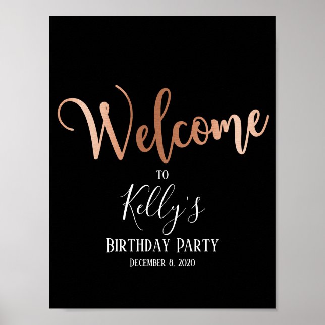 Affiche Rose Gold Foil, signe d'accueil (Devant)