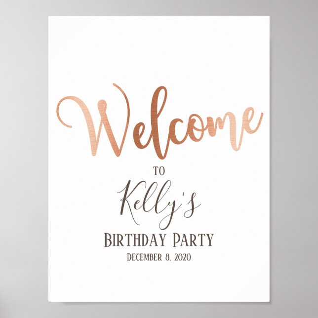 Affiche Rose Gold Foil, signe d'accueil (Devant)
