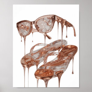 Affiche Rose Gold Glamour argenté frappant Dessin de décla