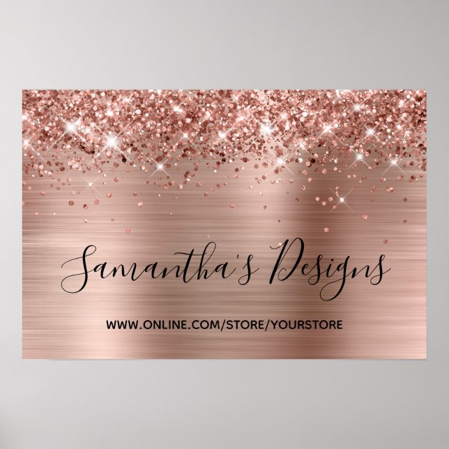 Affiche Rose Gold Glitter and Metallic Foil Online Store (Devant)