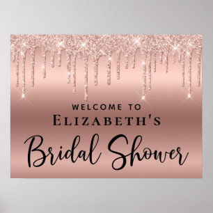 Affiche Rose Gold Glitter Invitation de Fête de Mariage