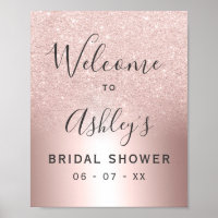 Rose gold glitter ombre foil bridal shower welcome