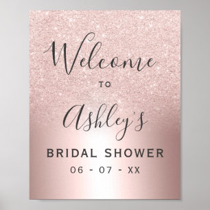Affiche Rose gold glitter ombre foil bridal shower welcome
