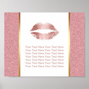 Affiche Rose Gold Lips Faux Parties scintillant évènement