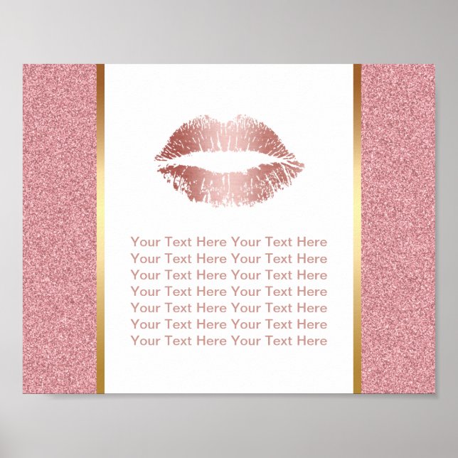 Affiche Rose Gold Lips Faux Parties scintillant évènement  (Devant)
