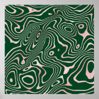 Rose Gold liquid swirl Abstract Green Design