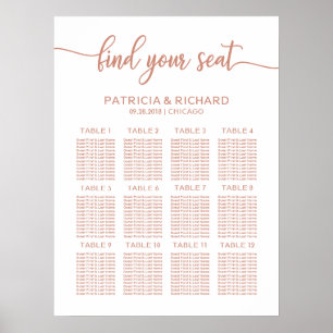 Affiche Rose Gold Mariage Plan de siège Carte Calligraphie
