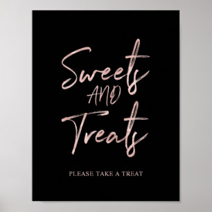 Affiche Rose Gold Modern Brush Lettering Dessert Bar Sign