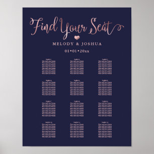 Affiche Rose Gold Modern Calligraphy Seating DIYbackground