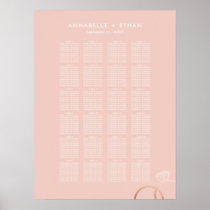Affiche Rose Gold Moderne Anneaux Blush Mariage Siège grap