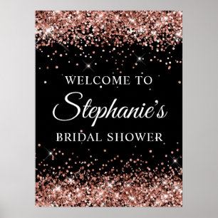 Affiche Rose Gold Pailleté Bienvenue à la Mariée