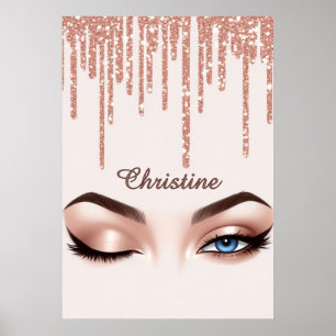 Affiche Rose Gold Pailleté Dégoulinant Avec Maquillage Des
