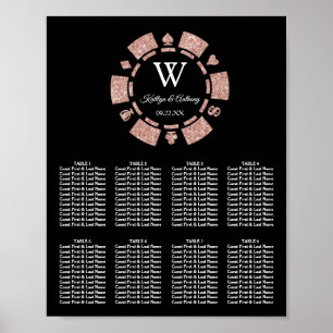 Affiche Rose Gold Paillettes Jetons de Poker Mariage Casin