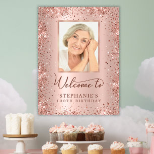 Affiche Rose Gold Parties scintillant 100e anniversaire Ph