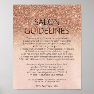 Affiche Rose Gold Parties scintillant Coiffeur Salon Covid
