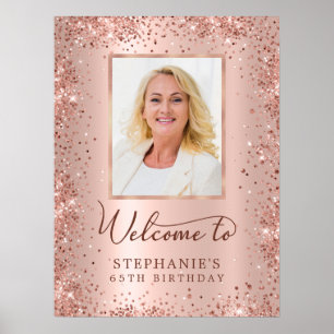 Affiche Rose Gold Parties scintillant Foil 65e anniversair