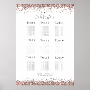 Affiche Rose Gold Parties scintillant Script Welcome Seati