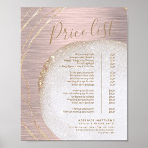 Affiche Rose Gold Parties scintillant Stylist Salon Prix d