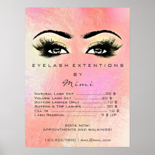Affiche Rose Gold Peach Maquillage Yeux Lashes Prix Pastel