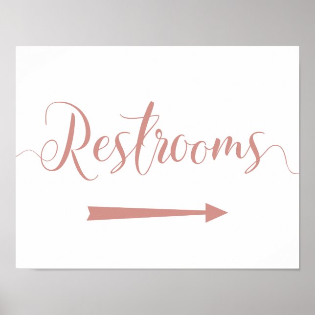Affiche Rose Gold Restrooms Sign Right Arrow Directions (Devant)