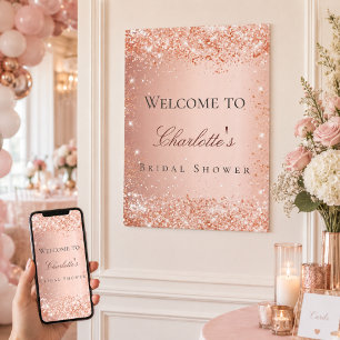 Affiche Rose gold rose bonjour mariage