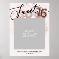 Rose Gold Sweet 16 Bday Balloons Photo Prop Pink