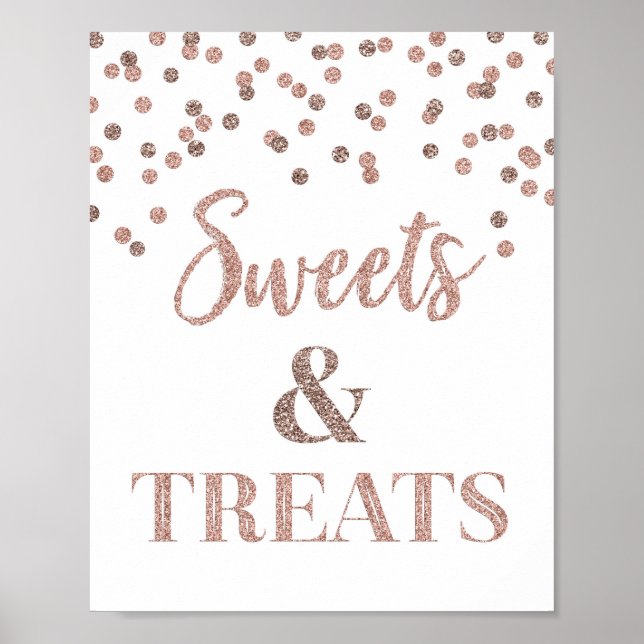 Affiche Rose Gold Sweets & Traitements Dessert Table (Devant)