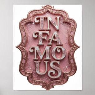 Affiche Rose Gras IN Texte d'Art 3D Célèbre