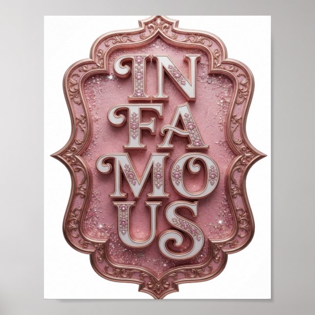 Affiche Rose Gras IN Texte d'Art 3D Célèbre (Devant)
