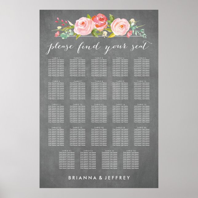 Affiche Rose Jardin Floral Mariage Sein Graphique (Devant)