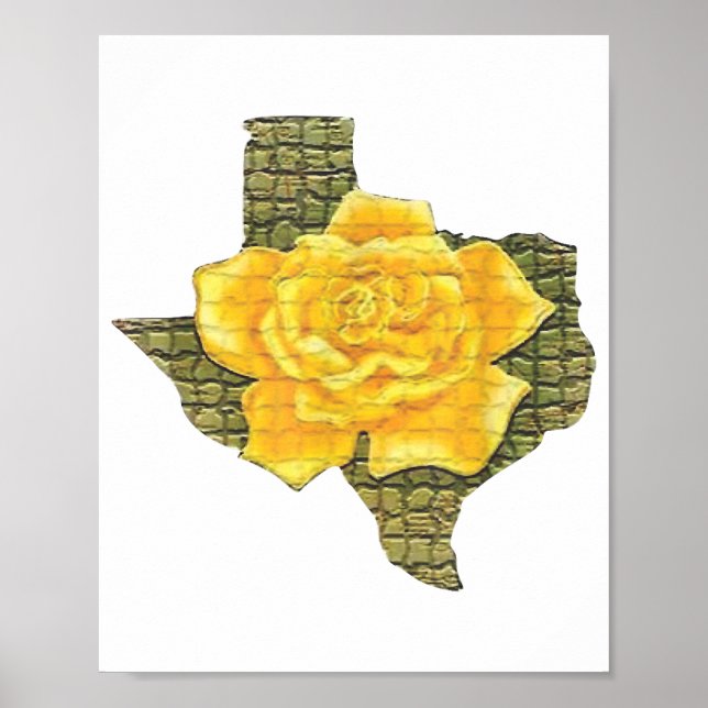 Affiche Rose Jaune Du Texas Motif Flower (Devant)