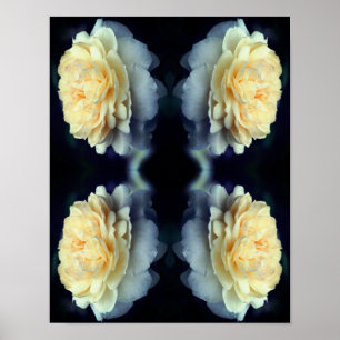 Affiche Rose Jaune Miroir En Fleur Abstraite
