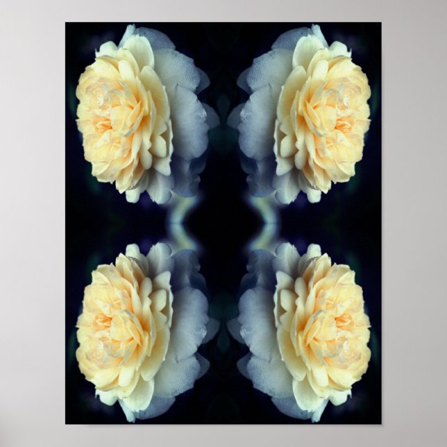 Affiche Rose Jaune Miroir En Fleur Abstraite (Devant)