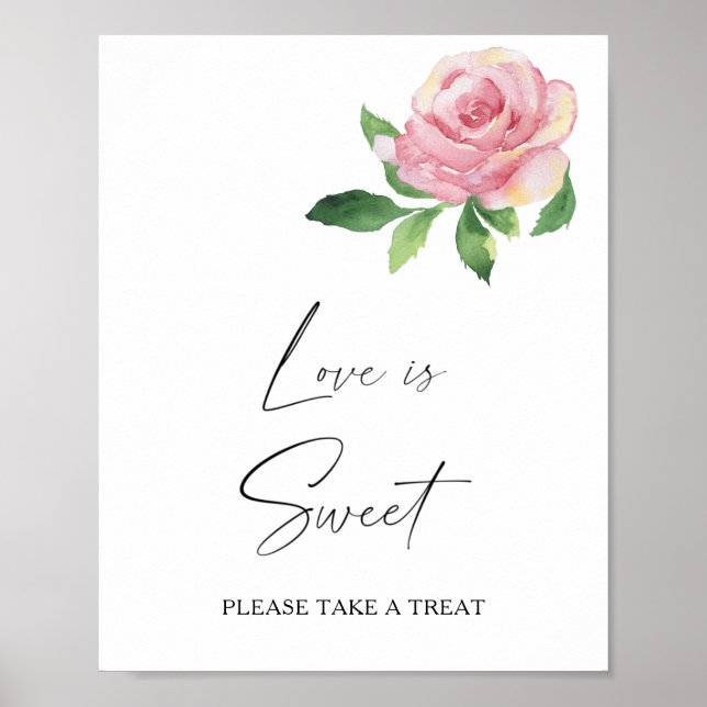 Affiche Rose - l'amour est doux, prenez une friandise (Devant)
