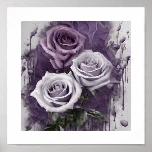 Affiche Rose Lavender blanc