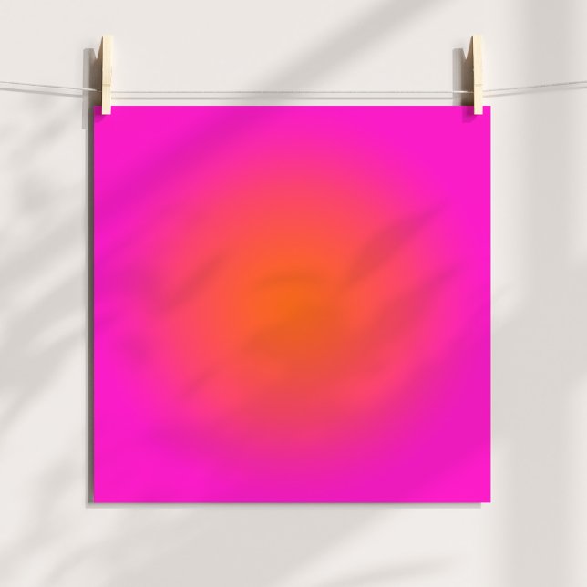 Affiche Rose Magenta Chaude et Aura Ombre Orange Clair (Hot Magenta Pink and Bright Orange Aura Ombre Poster)