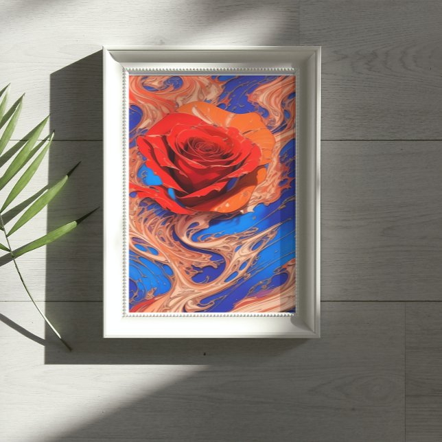 Affiche Rose Marbrée Abstraite Artistique   (Créateur téléchargé)