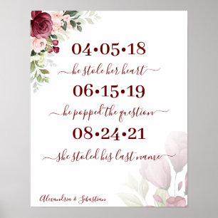 Affiche Rose Meilleur Mariage du jour Date Oui Jour