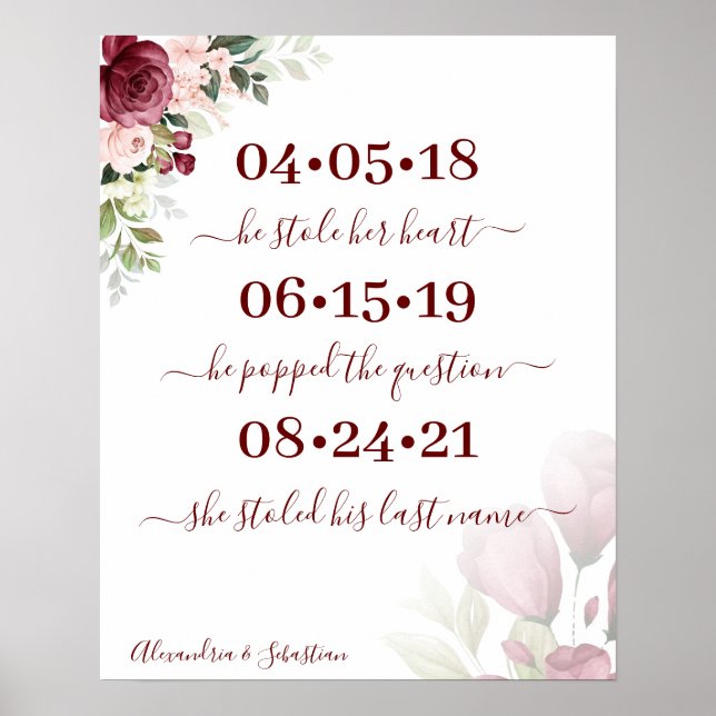 Affiche Rose Meilleur Mariage du jour Date Oui Jour (Devant)