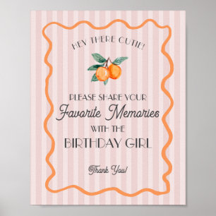 Affiche Rose Mignonne Citron Souvenir Préféré Anniversaire