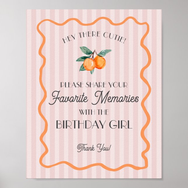 Affiche Rose Mignonne Citron Souvenir Préféré Anniversaire (Devant)